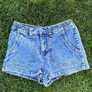 RSQ Large Pocket Elastic Waist Denim Jean Shorts Medium 26”